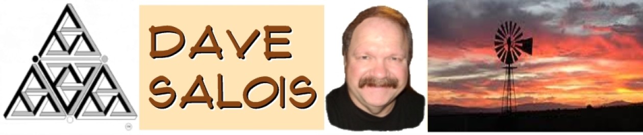 Passport photo of Dave Salois with a heavy moustache between his blog's logo on the left and a windmill against a sunset background on the right